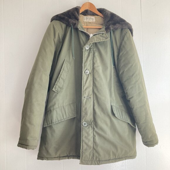 True Vintage LL Bean Parka Mens Split Hooded Winter Jacket Freeport Maine USA 40 - Picture 1 of 16